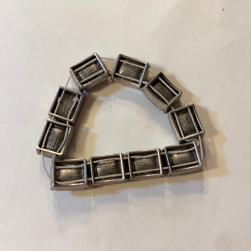 Lia Sophia Silver Black Bracelet Black Rhinestones Stretchy Type Band Vintage